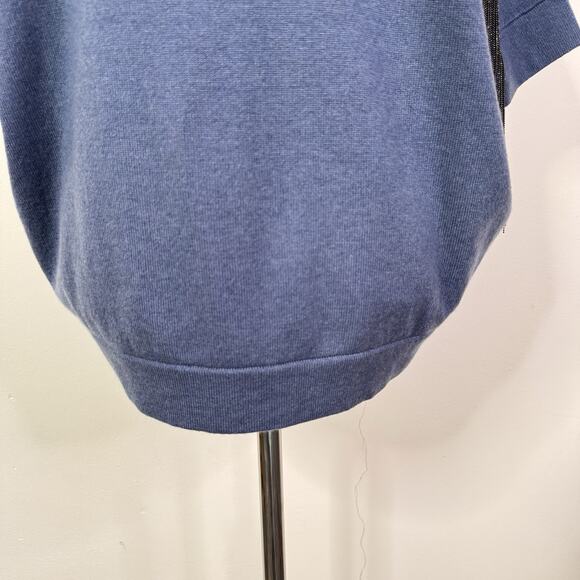 Brunello Cucinelli NWT Blue 100% Cashmere Metallic Fringe Sweater Size M Italy - Picture 3 of 13
